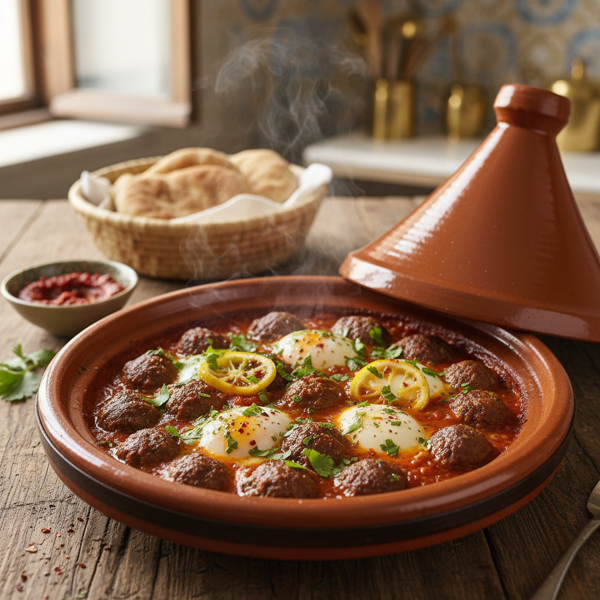 Savory Moroccan Meatball and Egg Tagine recipe
