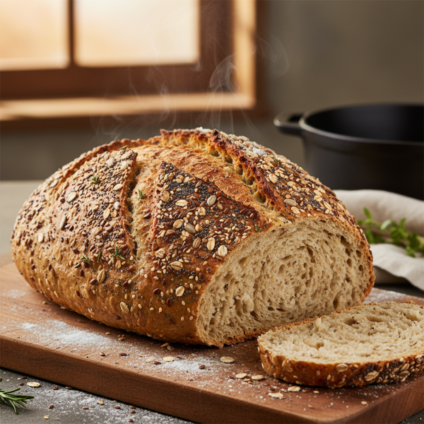 Savory Multigrain Hearth Bread recipe