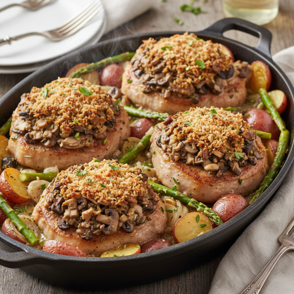 Savory Mushroom-Stuffed Pork Chop Casserole recipe