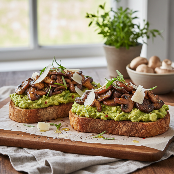 Savory Mushroom Avocado Toast with Parmesan and Tarragon recipe