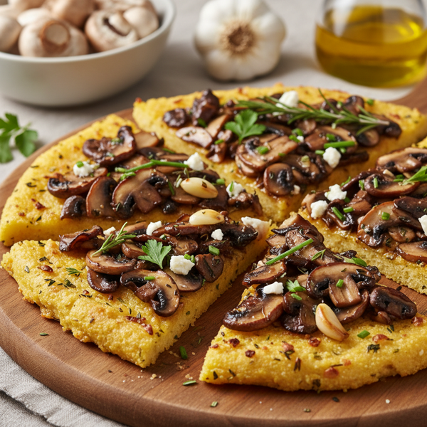 Savory Mushroom Garlic Polenta Flatbread recipe
