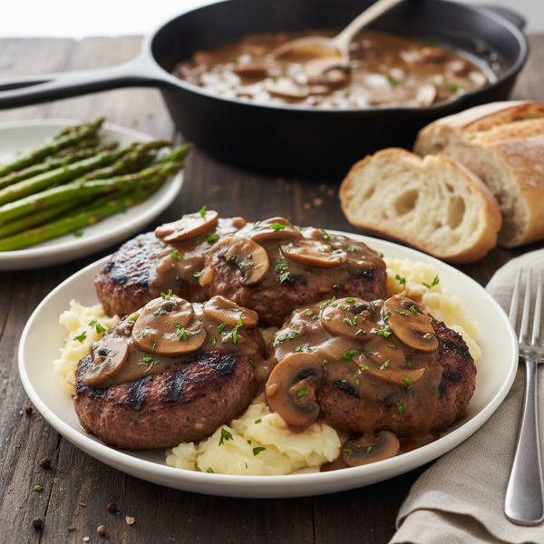 Savory Mushroom Smothered Hamburger Steaks recipe