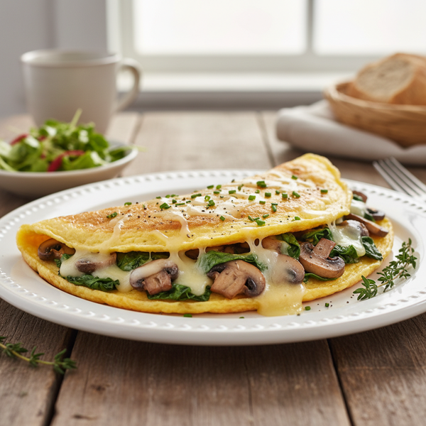 Savory Mushroom Spinach Omelet with Swiss Cheese recipe