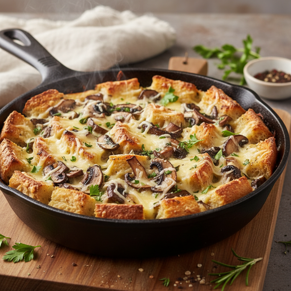 Savory Mushroom & Herb Cheese Strata recipe