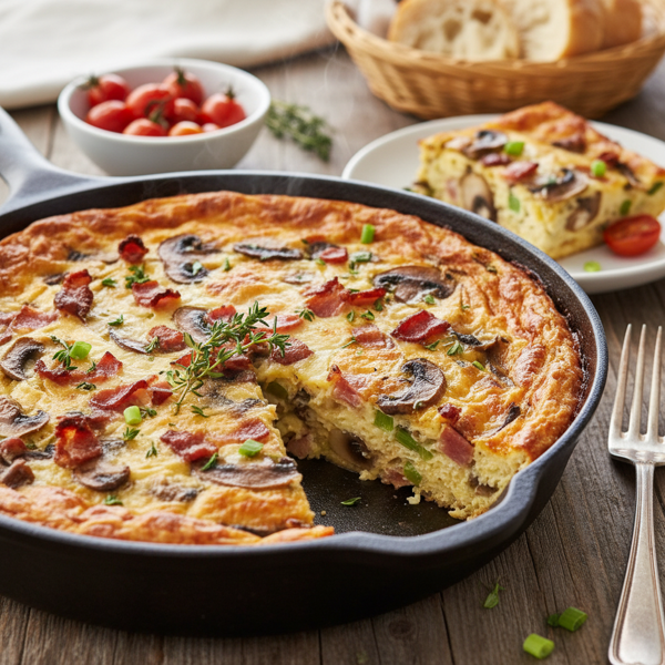 Savory Mushroom and Bacon Egg Casserole recipe