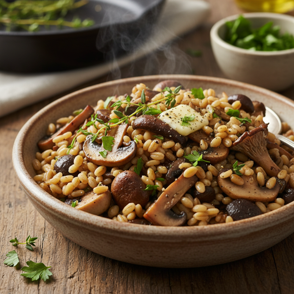 Savory Mushroom and Barley Pilaf recipe