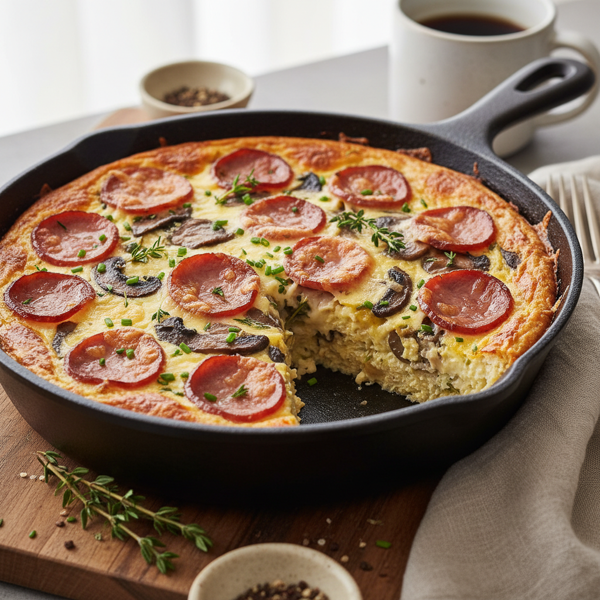 Savory Mushroom and Canadian Bacon Egg Bake recipe