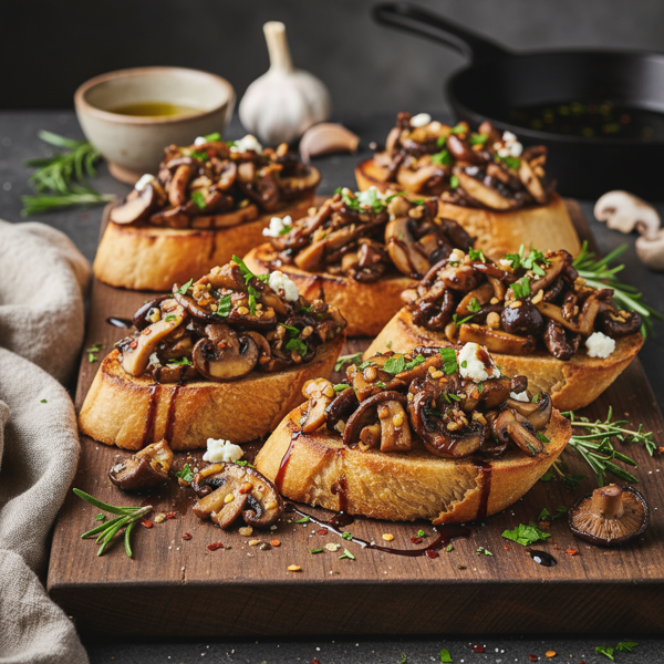 Savory Mushroom and Garlic Crostini recipe