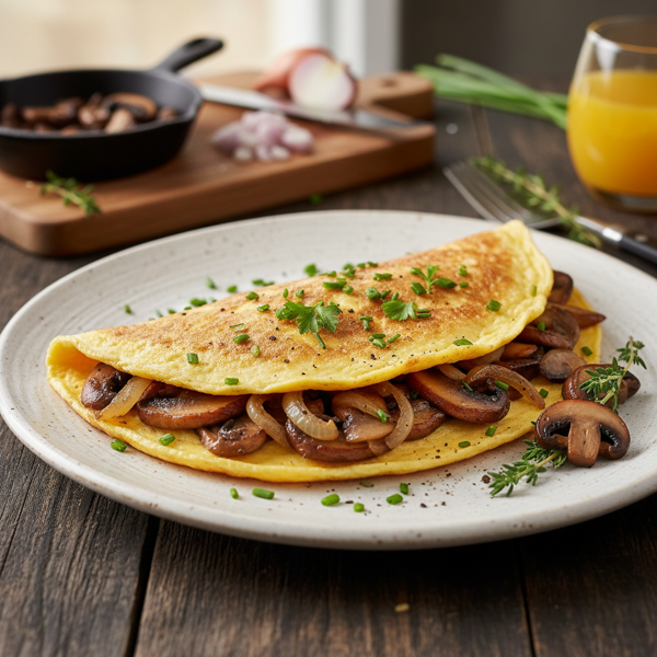 Savory Mushroom and Onion Omelette recipe