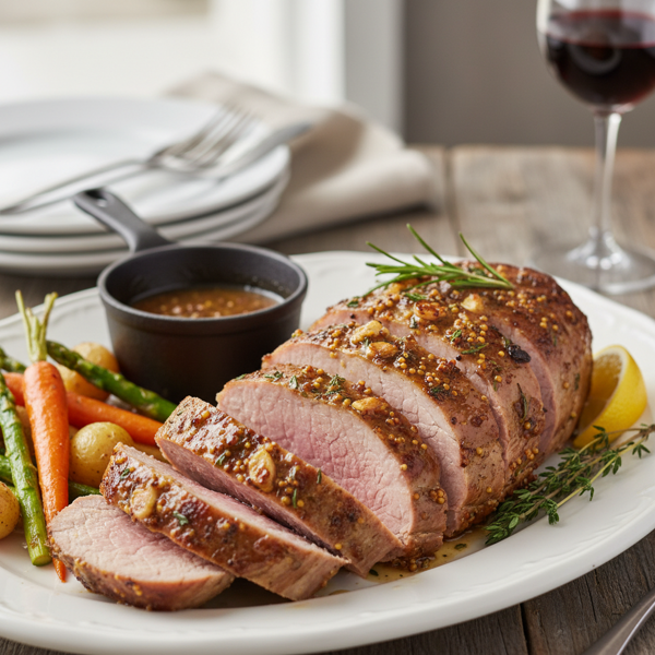 Savory Mustard Garlic Glazed Pork Tenderloin recipe
