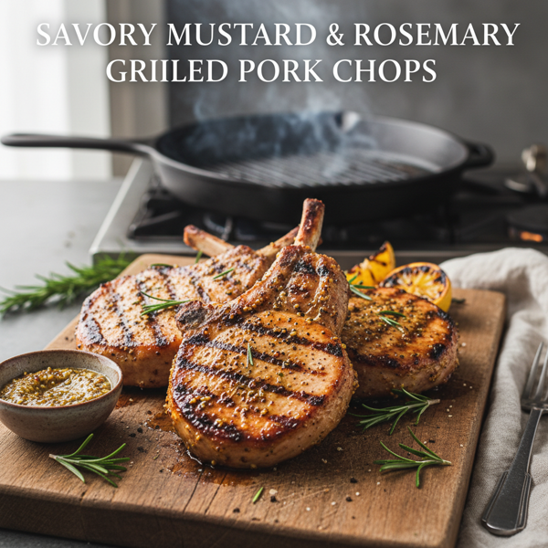 Savory Mustard & Rosemary Grilled Pork Chops recipe