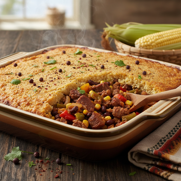 Savory Native American-Style Meat and Cornmeal Bake recipe