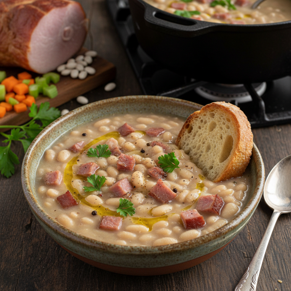 Savory Navy Bean and Ham Soup recipe