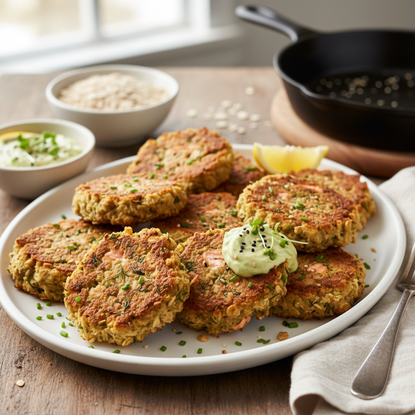 Savory Oatmeal Salmon Cakes recipe