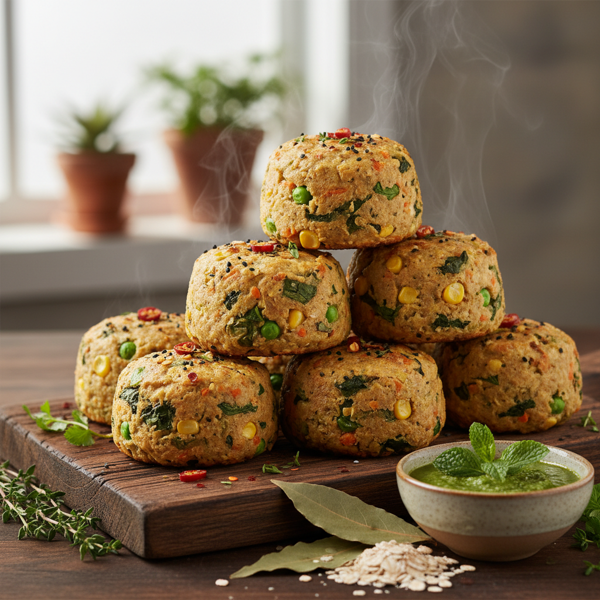 Savory Oats and Vegetable Steamed Bites recipe