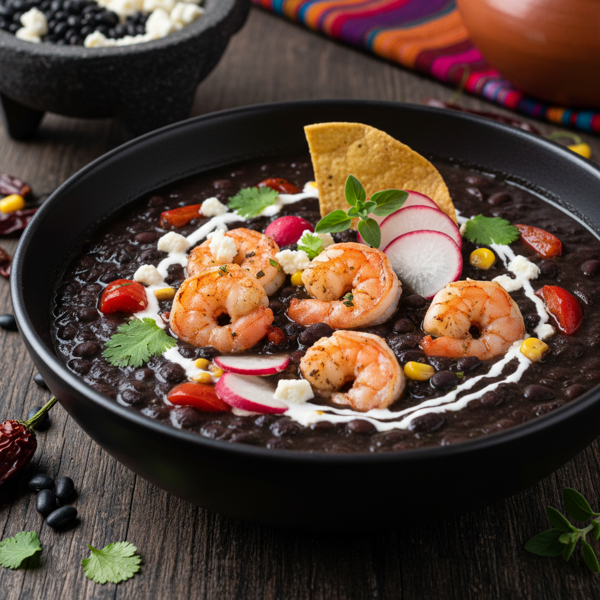 Savory Oaxacan Black Bean and Shrimp Soup recipe