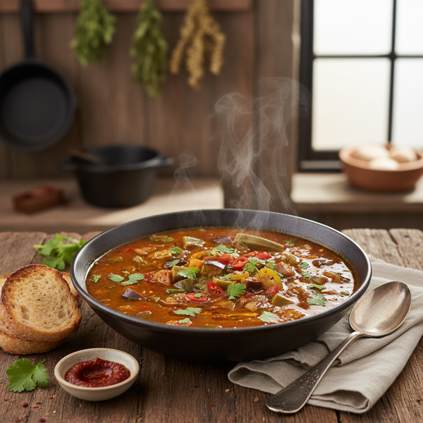 Savory Okra and Eggplant Soup recipe