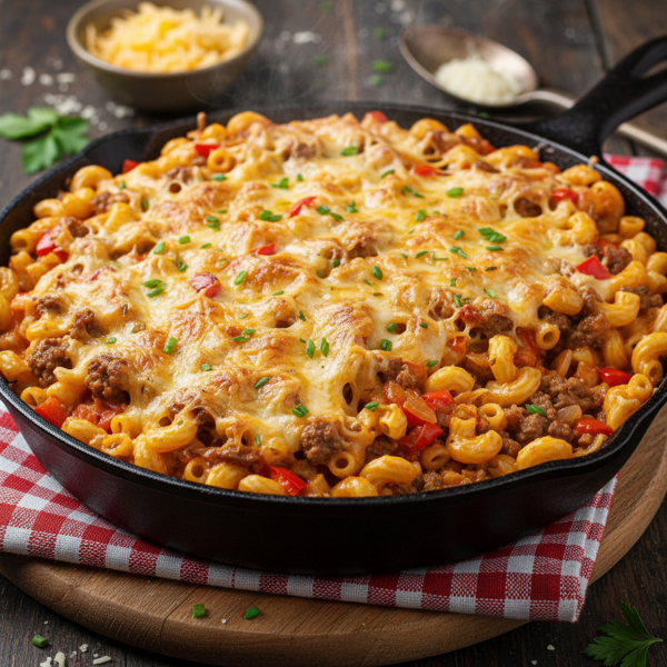 Savory One-Pan Cheesy Beef Mac recipe