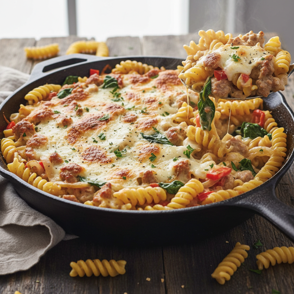 Savory One-Pan Creamy Sausage Cavatappi recipe