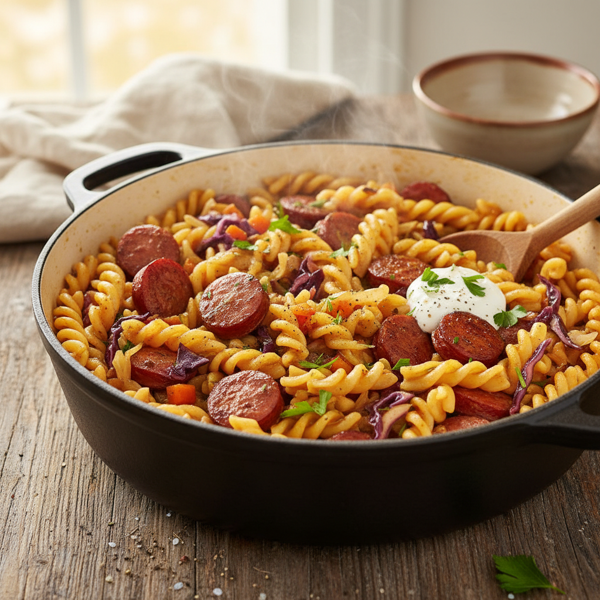 Savory One-Pot Sausage, Cabbage, and Noodles recipe