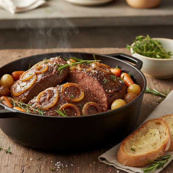 Savory Onion Braised Beef Pot Roast recipe