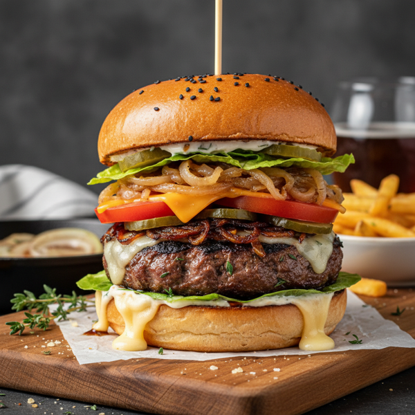 Savory Onion Infused Beef Burgers recipe