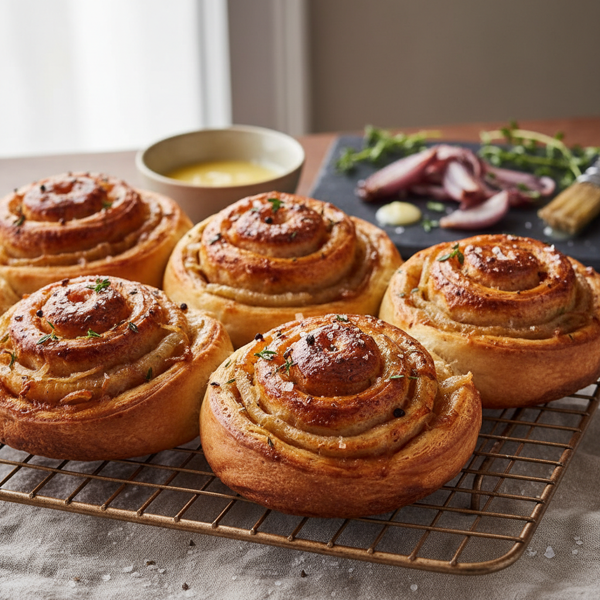 Savory Onion Spiral Buns recipe