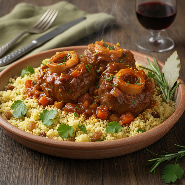 Savory Osso Buco with Herb-Infused Couscous recipe
