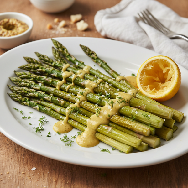 Savory Oven-Baked Asparagus with Zesty Mustard Cream Sauce recipe