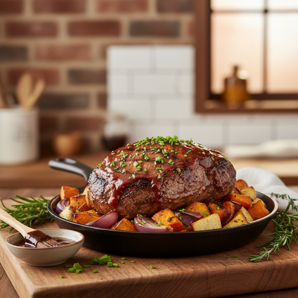 Savory Oven-Baked Beef or Pork Steak with Zesty BBQ Glaze recipe