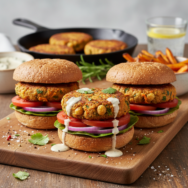 Savory Oven-Baked Carrot Chickpea Burgers recipe
