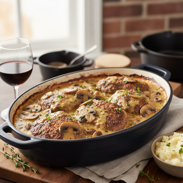 Savory Oven-Baked Cube Steaks with Creamy Mushroom Sauce recipe