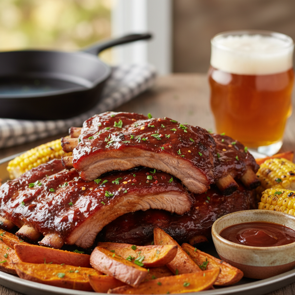 Savory Oven-Braised Barbecued Ribs recipe