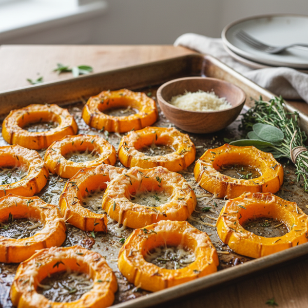 Savory Oven-Roasted Delicata Squash with Parmesan recipe