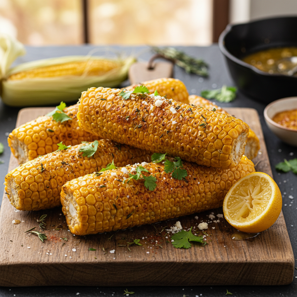 Savory Oven Roasted Corn on the Cob recipe