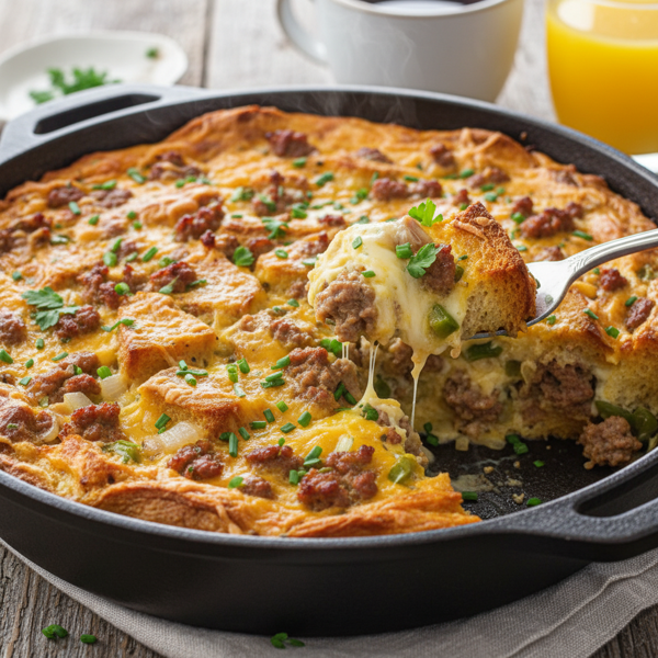 Savory Overnight Sausage and Cheese Egg Bake recipe