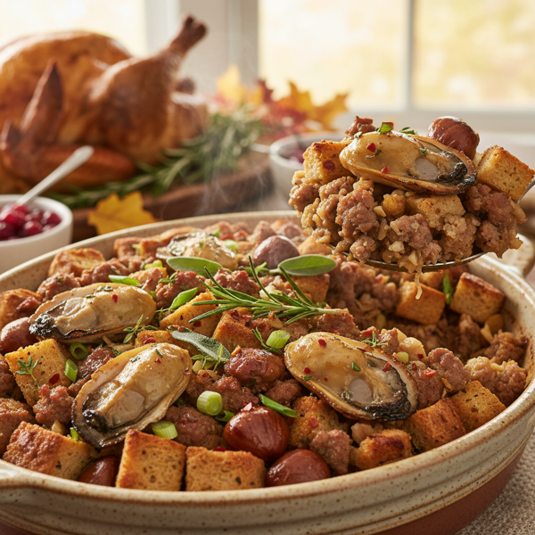Savory Oyster and Sausage Thanksgiving Stuffing recipe
