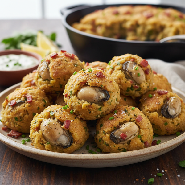 Savory Oysters & Bacon Stuffing Balls recipe