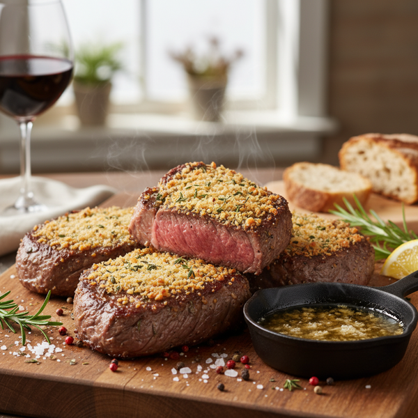 Savory Parmesan-Crusted Prime Rib-Eye Steaks recipe