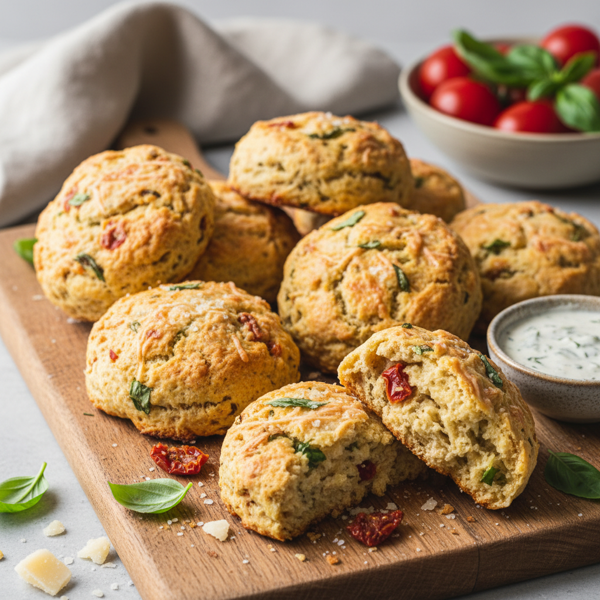 Savory Parmesan, Basil & Sun-Dried Tomato Delight Scones recipe