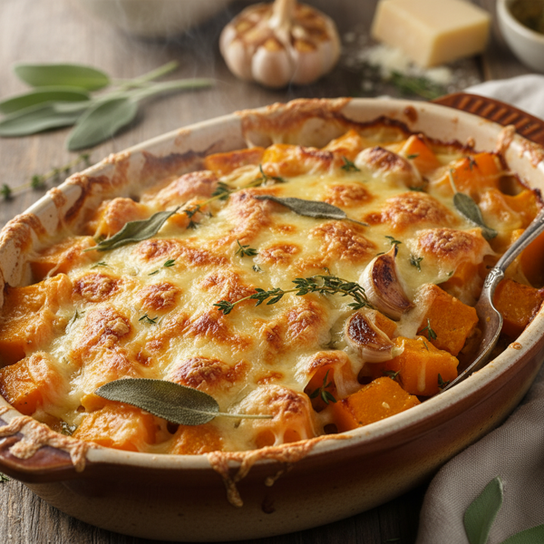 Savory Parmesan Butternut Squash Bake recipe