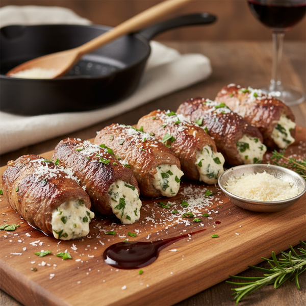 Savory Parmesan Stuffed Beef Rolls recipe