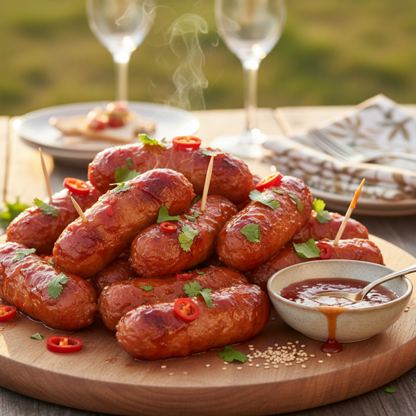Savory Party Sausages with Sweet Chili Glaze recipe