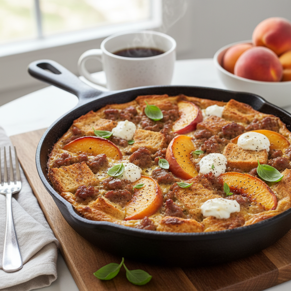 Savory Peach & Sausage Breakfast Bake recipe