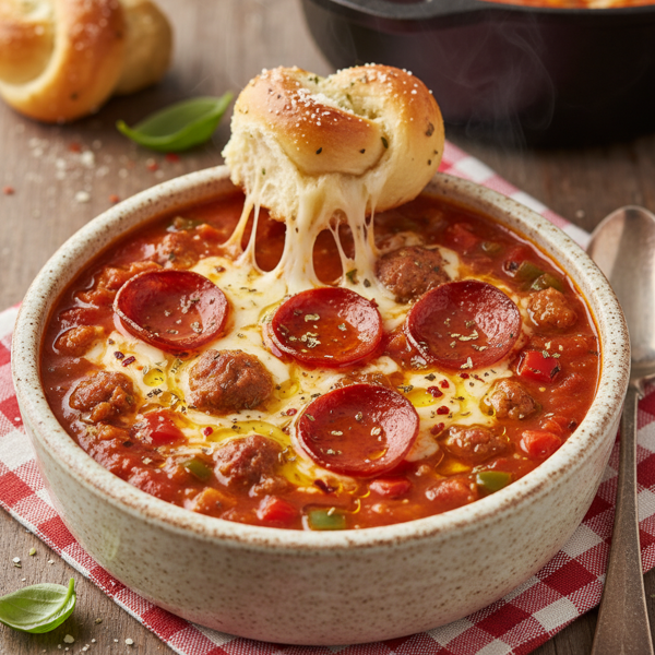 Savory Pepperoni Pizza Soup recipe