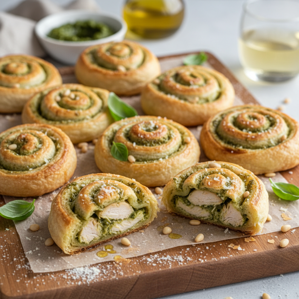 Savory Pesto Chicken Puff Pastries recipe
