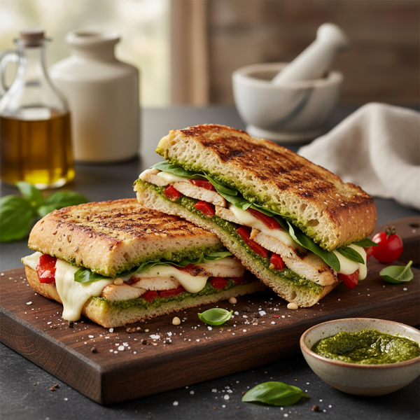Savory Pesto Panini on Focaccia recipe
