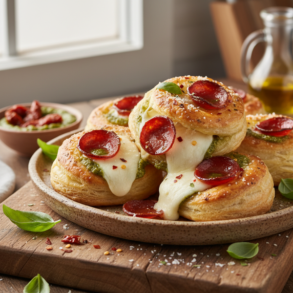 Savory Pesto Pepperoni Puffs recipe