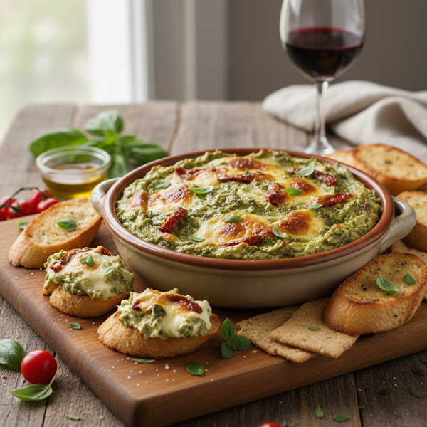 Savory Pesto Sun-Dried Tomato Cheese Spread recipe