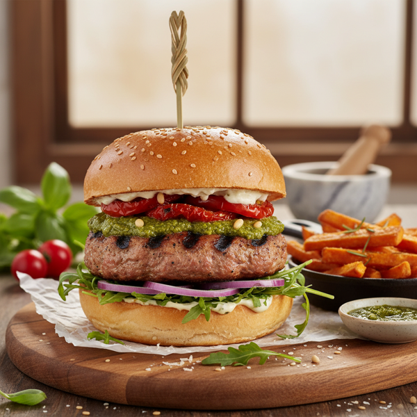 Savory Pesto Turkey Burger Delight recipe